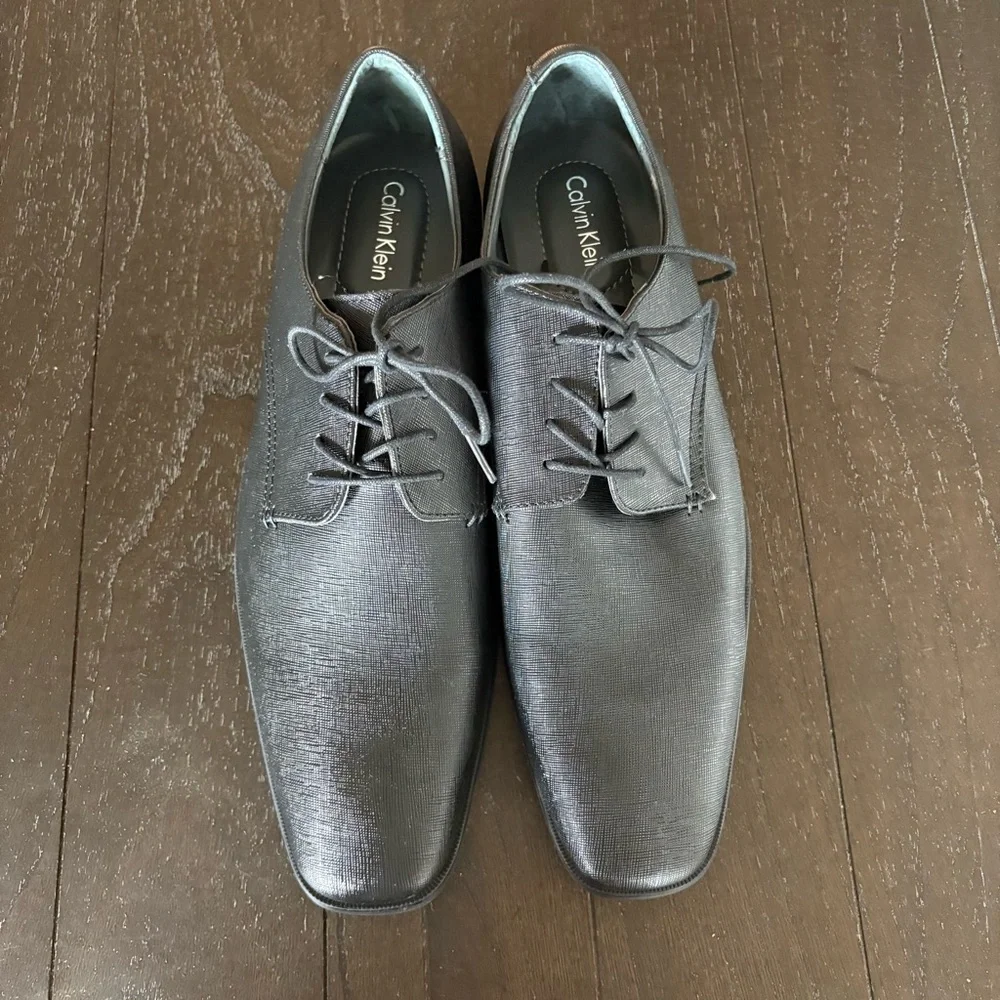 Calvin Klein Black Textured ‘Gordon’ Dress Office Shoes Men’s‎ Size 13